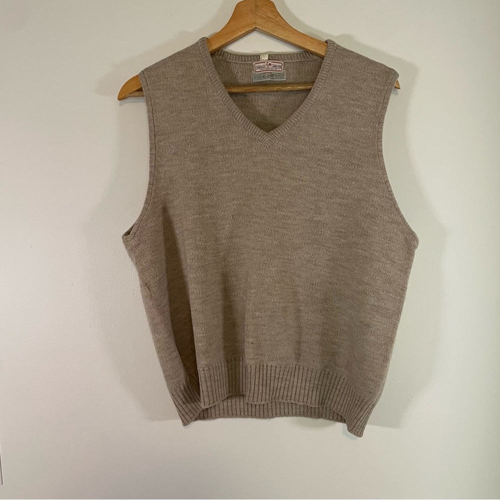 Vintage sz M Gimbels Men's Store Beige Wool Sweater Vest